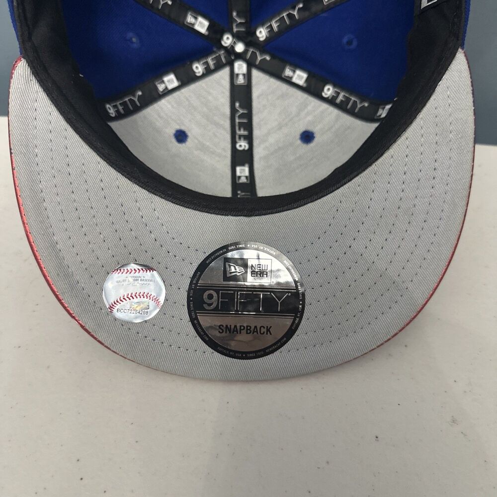 New Era 9Fifty Chicago Cubs Snapback Hat Blue Red 2018 Topps Card Design - Picture 6 of 9
